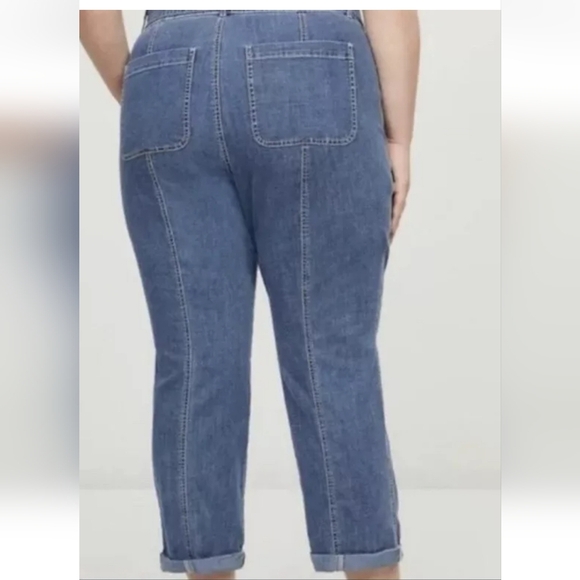 NWT Lane Bryant Chambray Belted Straight Leg Ankle Jeans Denim Pants Blue 26 - Picture 2 of 12